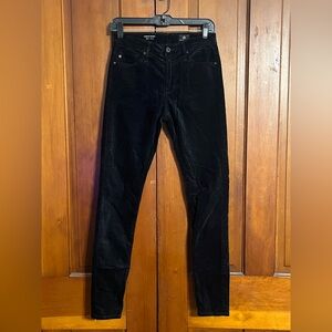 AG Adriano Goldschmied Black Velvet Pants Farrah High Rise Skinny Size 26